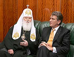 Ющенко обговорив із предстоятелем УПЦ Філаретом розвиток релігійної ситуації в Україні