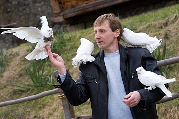 Голубевод Игорь Олексин научил белых птиц приносить радость молодоженам