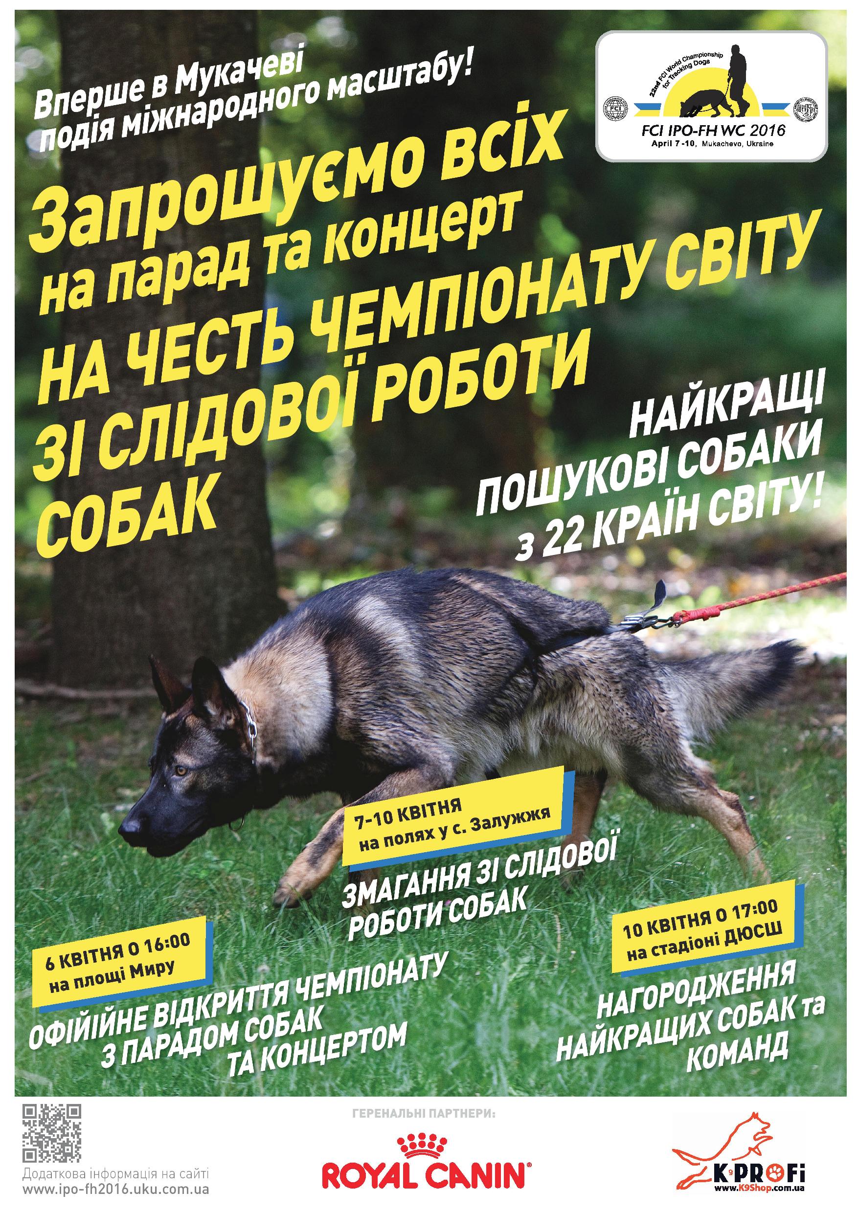 Команди із 22 країн з'їдуться до Мукачева на перший для України Чемпіонат світу зі слідової роботи із собаками службових порід 