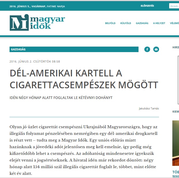 Балога просить НАБУ з’ясувати обставини озвученої в Угорщині інформації про сигаретну контрабанду з Закарпаття