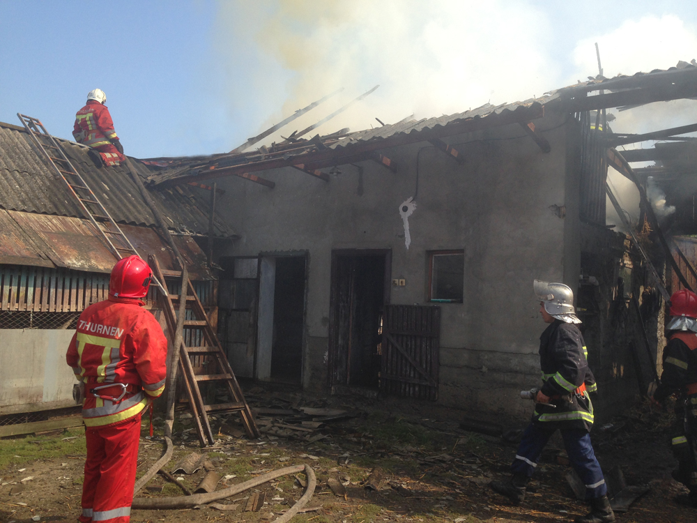Пожежа у надвірні споруді з сіном на Ужгородщині ледь не знищила заразом і будинок (ФОТО)