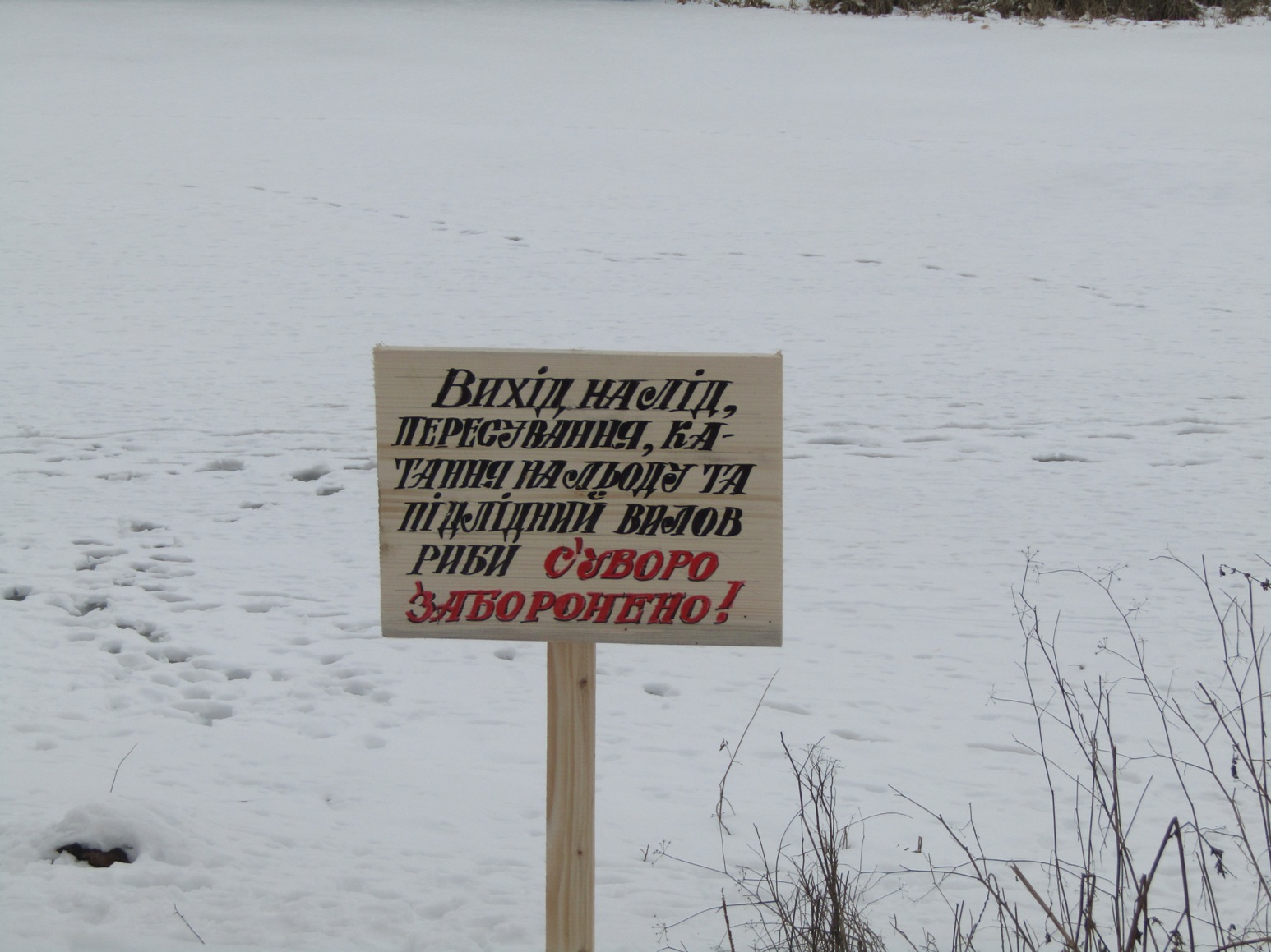З огляду на потепління та відлигу на берегах водойм в Ужгороді встановили попереджувальні таблички (ФОТО)