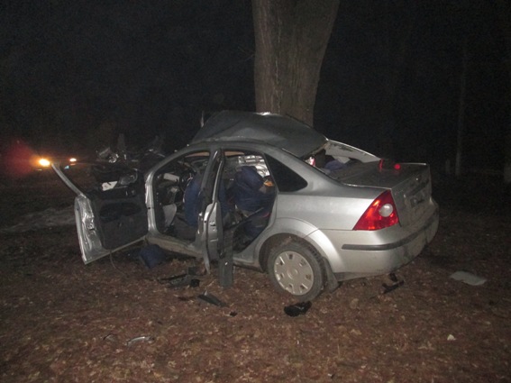 На Тячівщині Ford Focus зіткнувся з деревом, двоє людей – в реанімації (ФОТО)