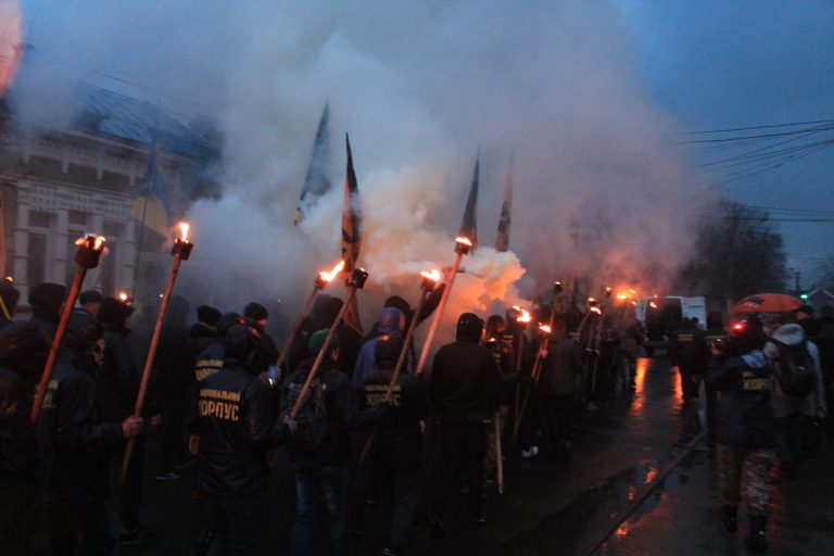 У Хусті "азовці" провели марш, присвячений героям Карпатської України (ФОТО)