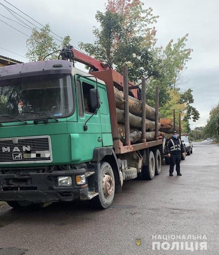 У Тячеві затримали вантажівку з кругляком із невідповідними документами (ФОТО)
