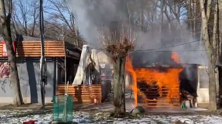 У Боздоському парку Ужгорода горить кафе "Ribs" (ВІДЕО)