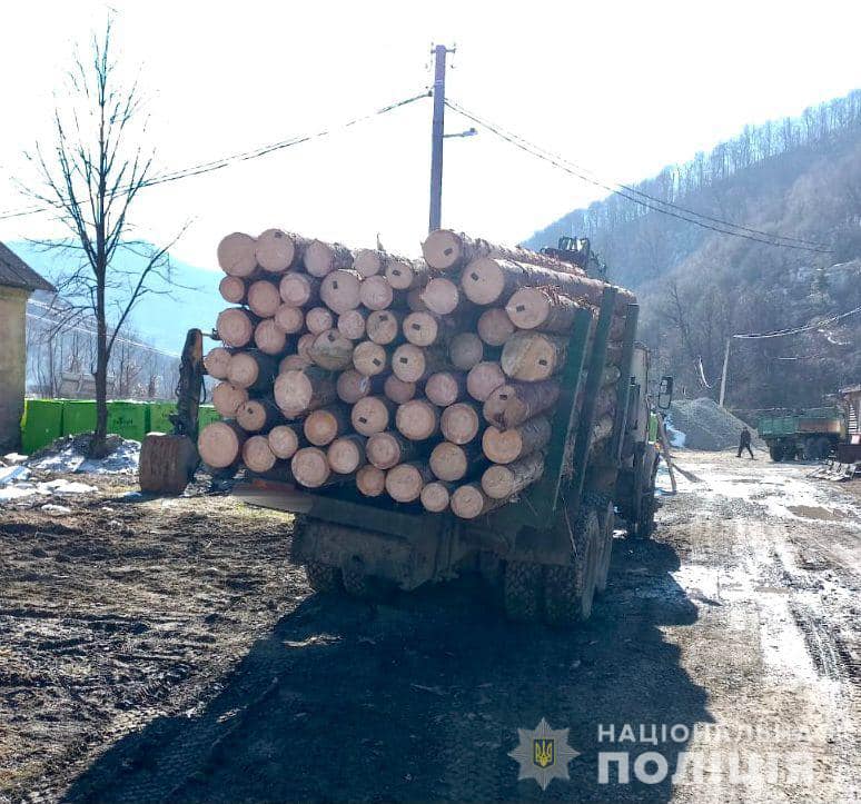 На Рахівщині поліцейські затримали вантажівку з деревиною сумнівного походження (ФОТО)