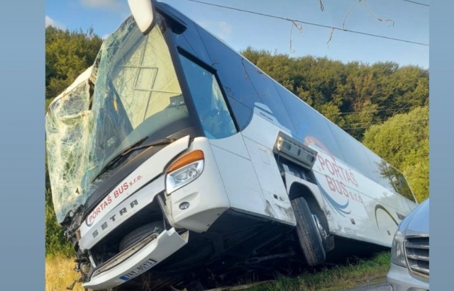 На Мукачівщині пасажирський автобус зіткнувся з автівкою та з'їхав у кювет, пошкодивши електроопору (ФОТО)