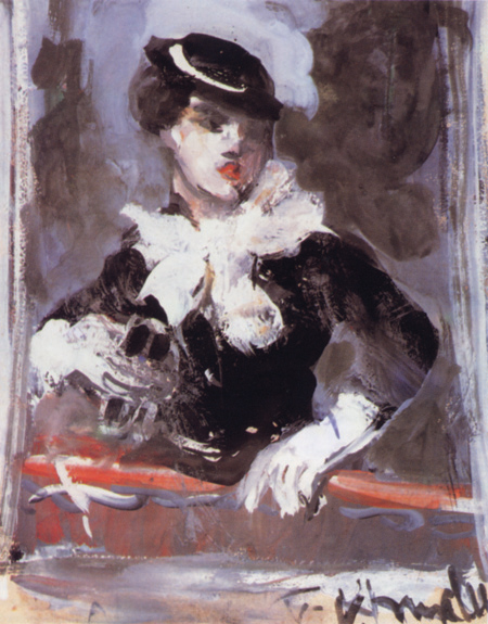 В. Хмелюк. Портрет молодої жінки в капелюшку. Гуаш. З колекції Ж. Бержерона