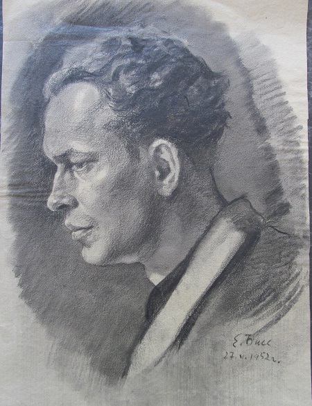 В.Капішовський. Рисунок олівцем Єви Бісс, першої дружини –  1952 р.