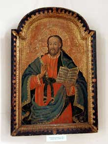 Ікона невідомого іконописця "Христос-учитель" (19 століття) зі збірки Закарпатського художнього музею імені Йосипа Бокшая