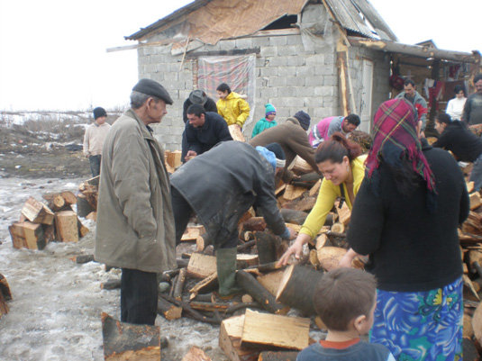 Закарпатським ромам роздавали дрова від фонду "Відродження" (ФОТО)