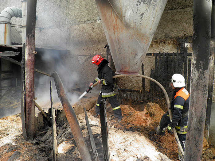 На Ужгородщині на території деревообробного заводу гасили загорання тирси