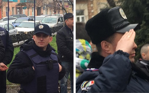 ФОТОФАКТ. В Ужгороді поліцейські проігнорували Державний гімн України