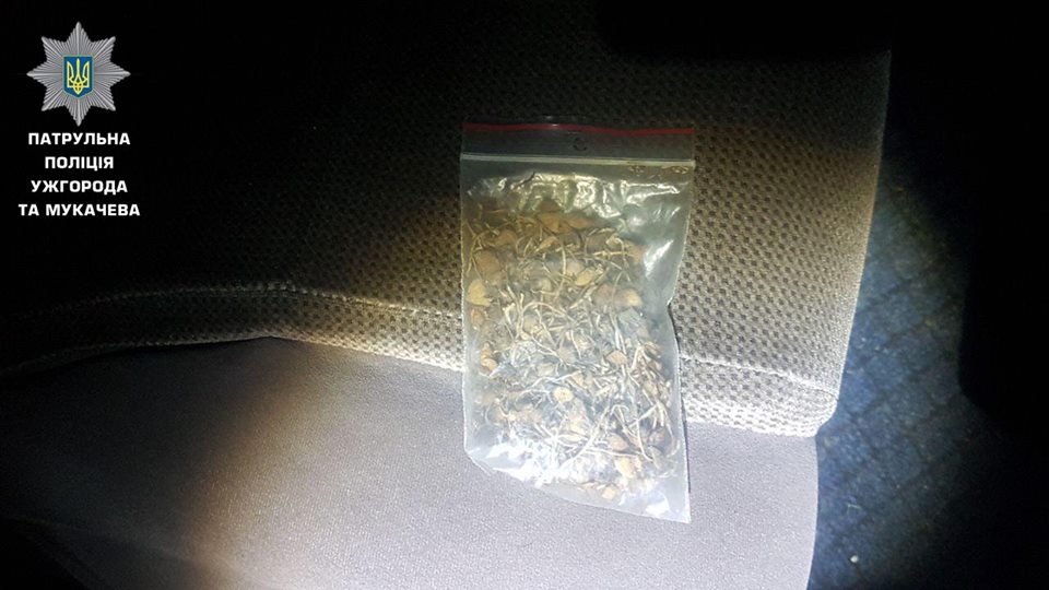 В Ужгороді у зупиненого за порушення ПДР водія знайшли марихуану, ЛСД і сушені наркотичні гриби (ФОТО)