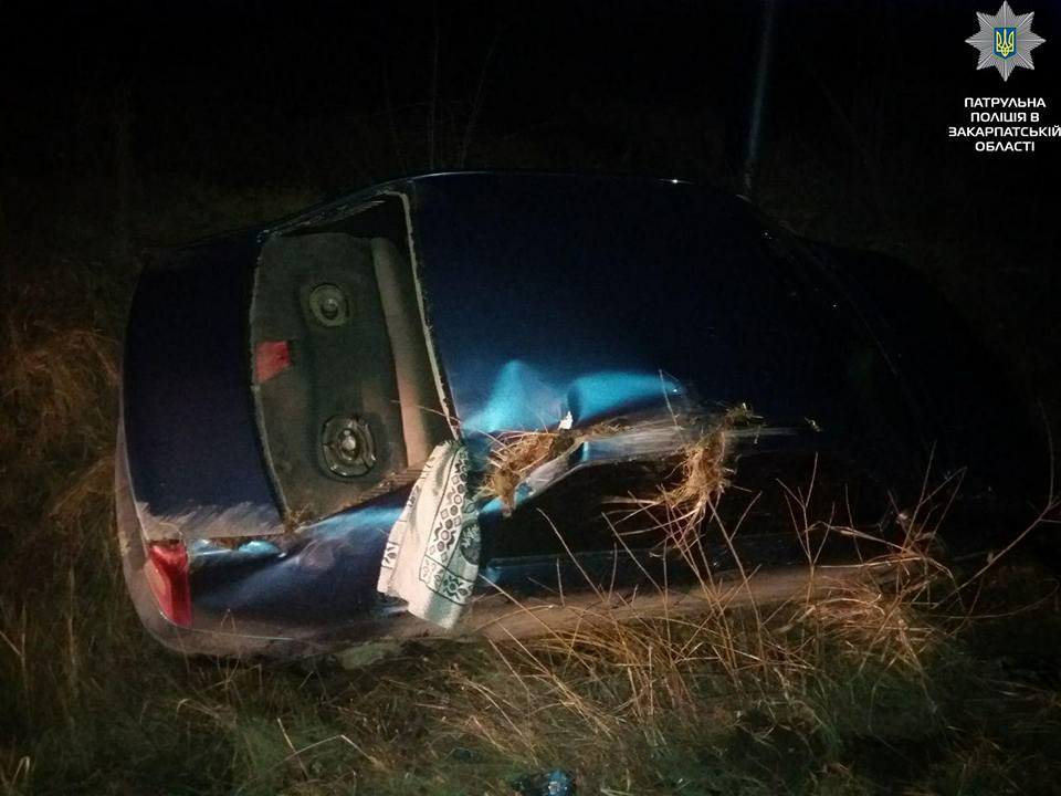 На Ужгородщині нетверезий водій після ДТП покинув авто в кюветі й утік (ФОТО)