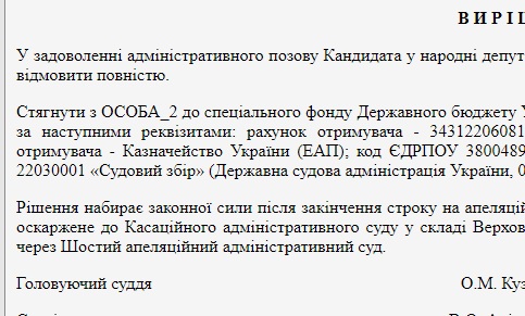 Суд у Києві відмовив Токарю у позові до ЦВК щодо визнання Балоги нардепом, сьогодні апеляцію розглядає Верховний Суд