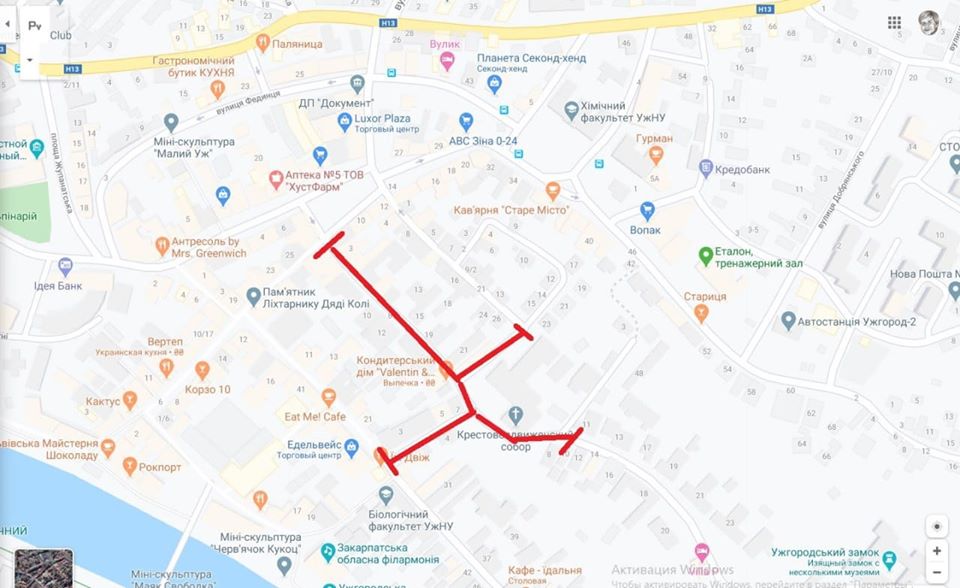 У понеділок через похорон єпископа Шашіка перекриють ряд вулиць у центрі Ужгорода (СХЕМА)