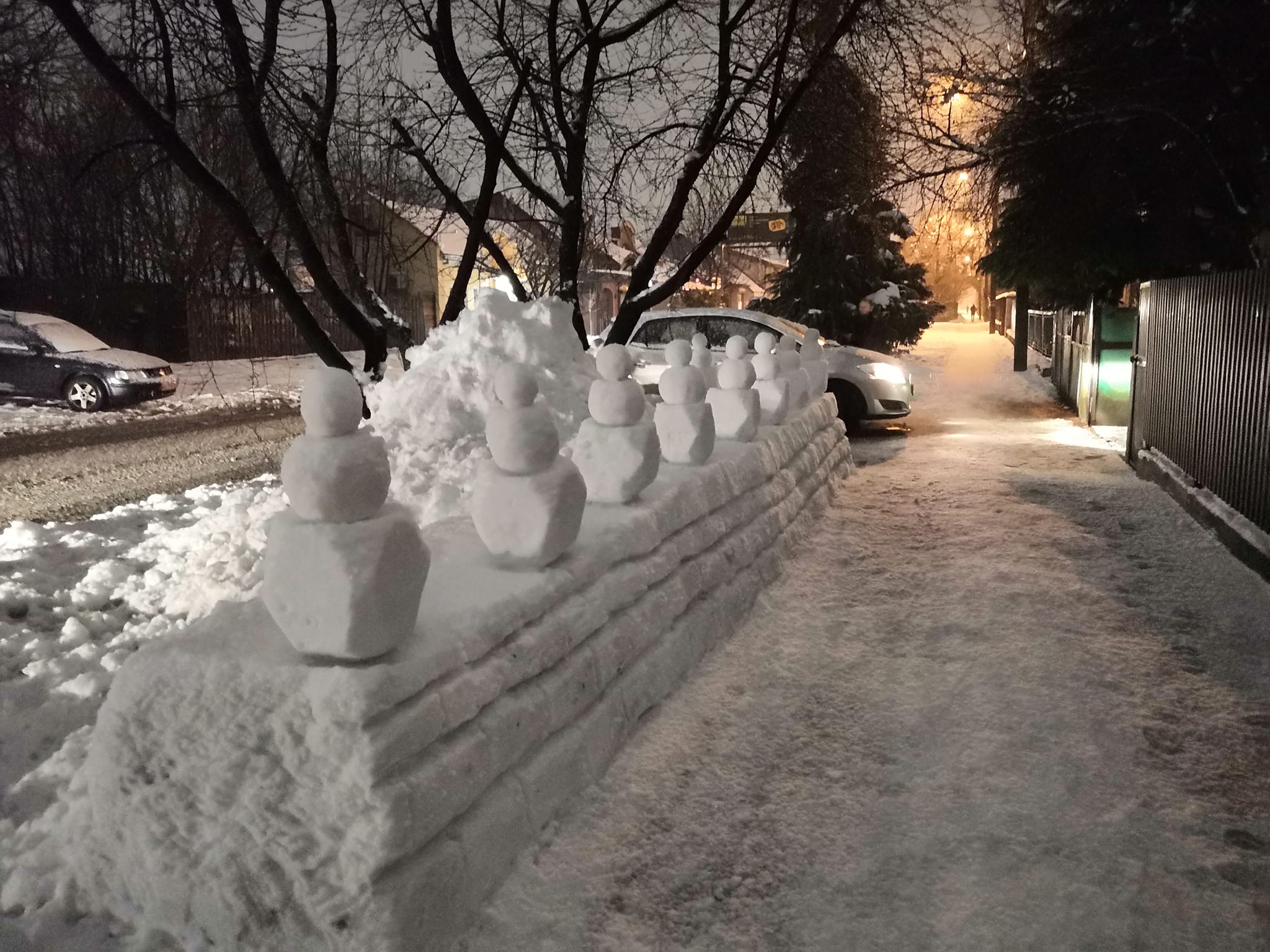 ФОТОФАКТ. Ужгородець поблизу власного будинку "збудував" зі снігу паркан