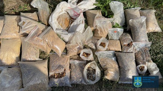 Десятки пакетів із бурштином та наркотичні засоби виявили під час обшуку на Мукачівщині (ФОТО)