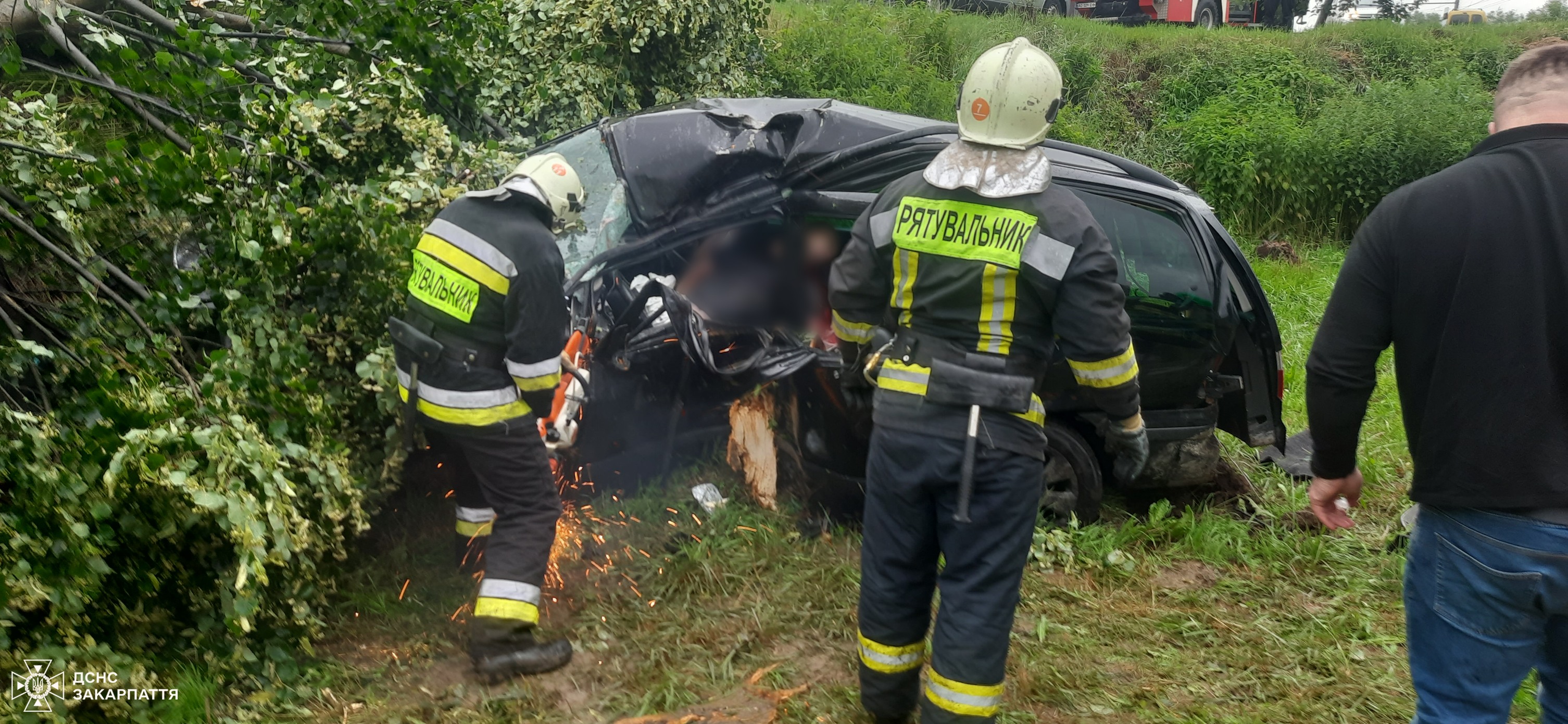 Водій загинув: біля Зарічова Ужгородського району Ford Galaxy злетів у кювет і врізався в дерево (ФОТО)
