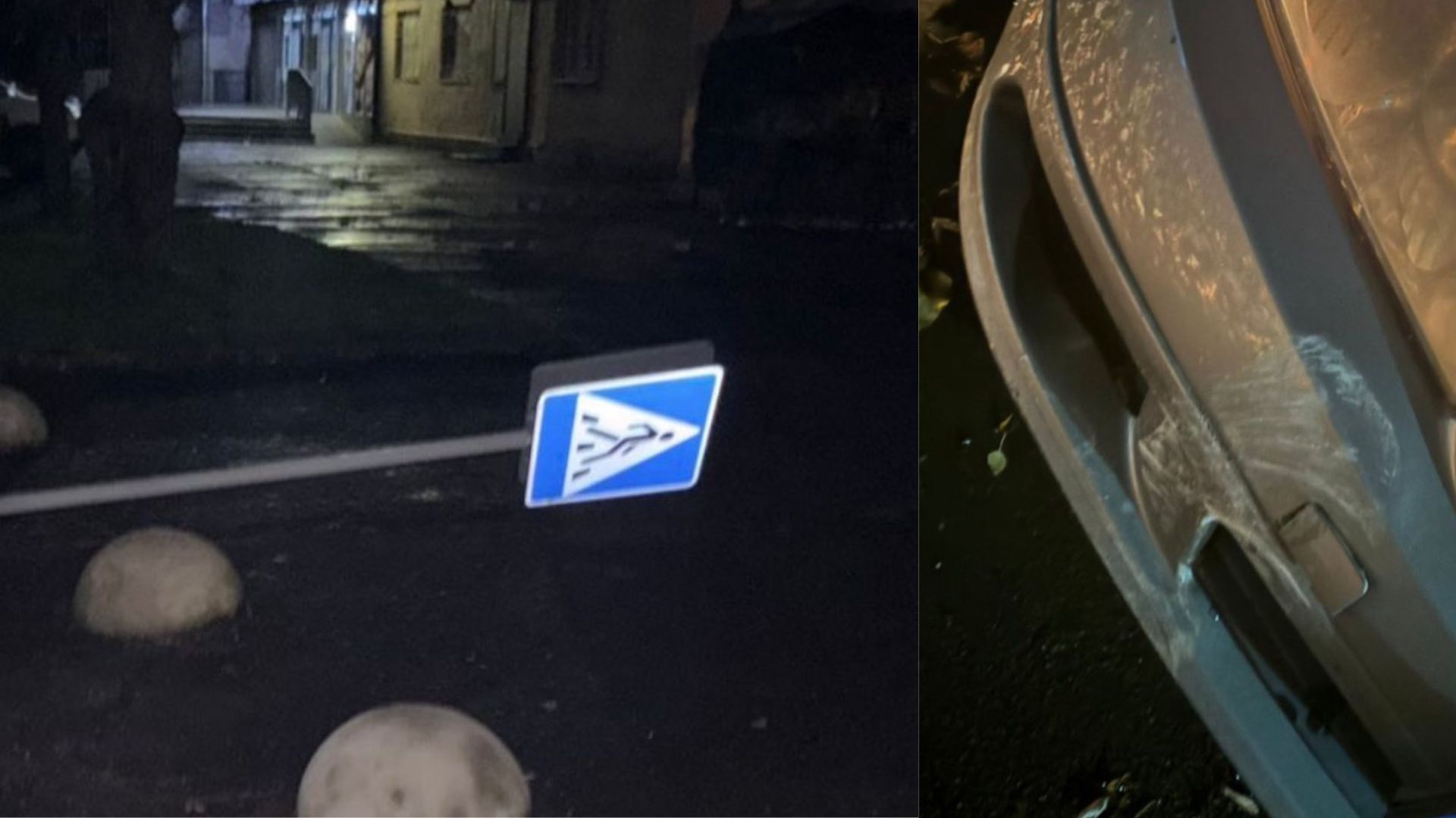 Ужгородка розтрощила дорожній знак та втекла (ФОТО)