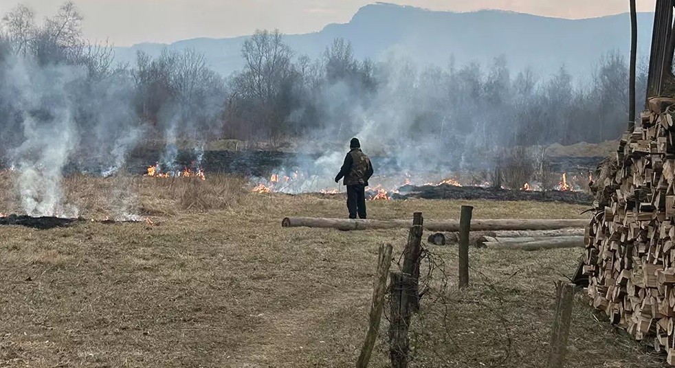 Мешканця Лазів Тячівської громади, що палив сухостій, "вичислили" під час аеромоніторингу та оштрафували (ФОТО)