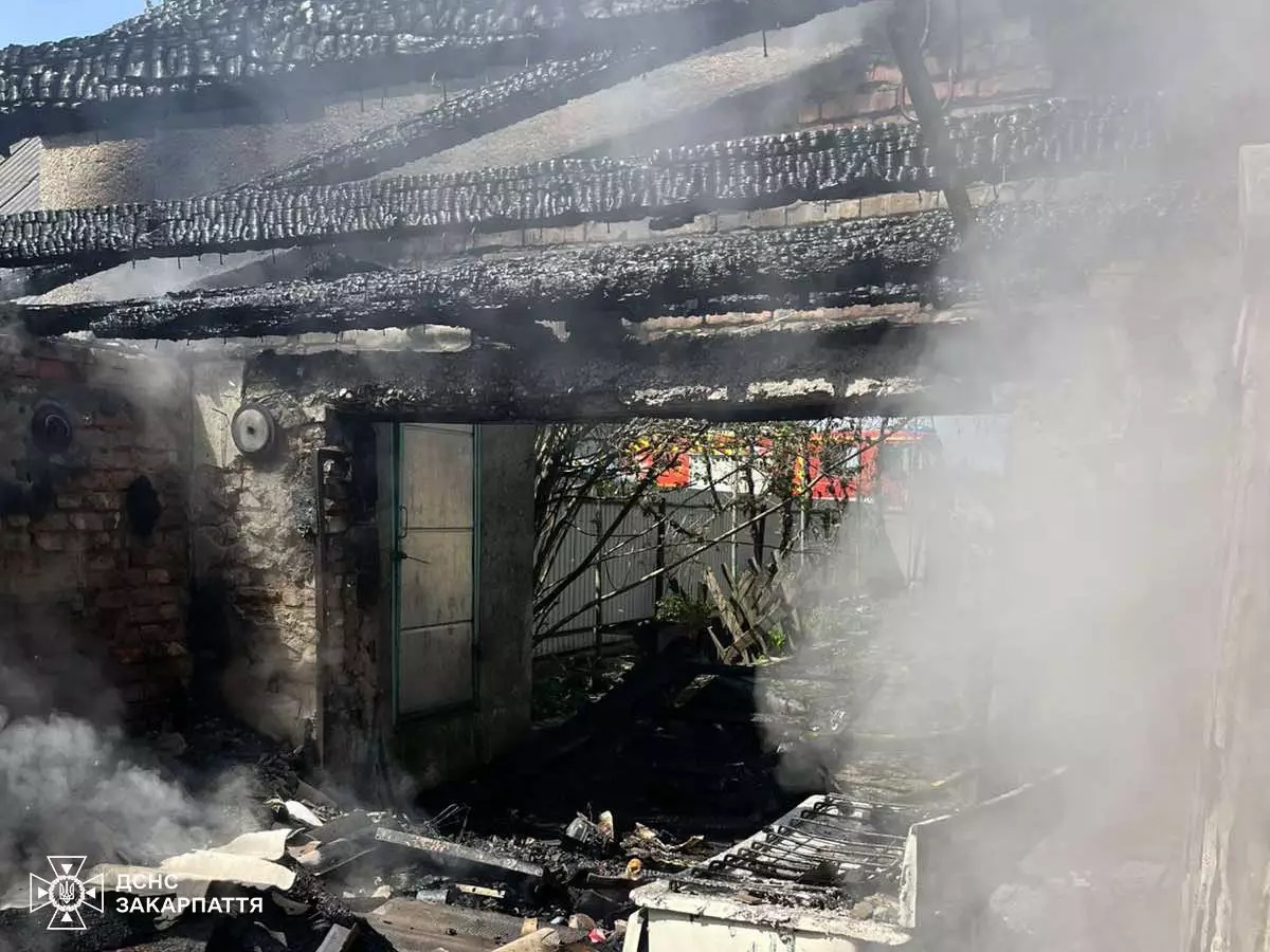 У Вонігові на Тячівщині гасили пожежу в гаражі поруч з будинком (ФОТО)