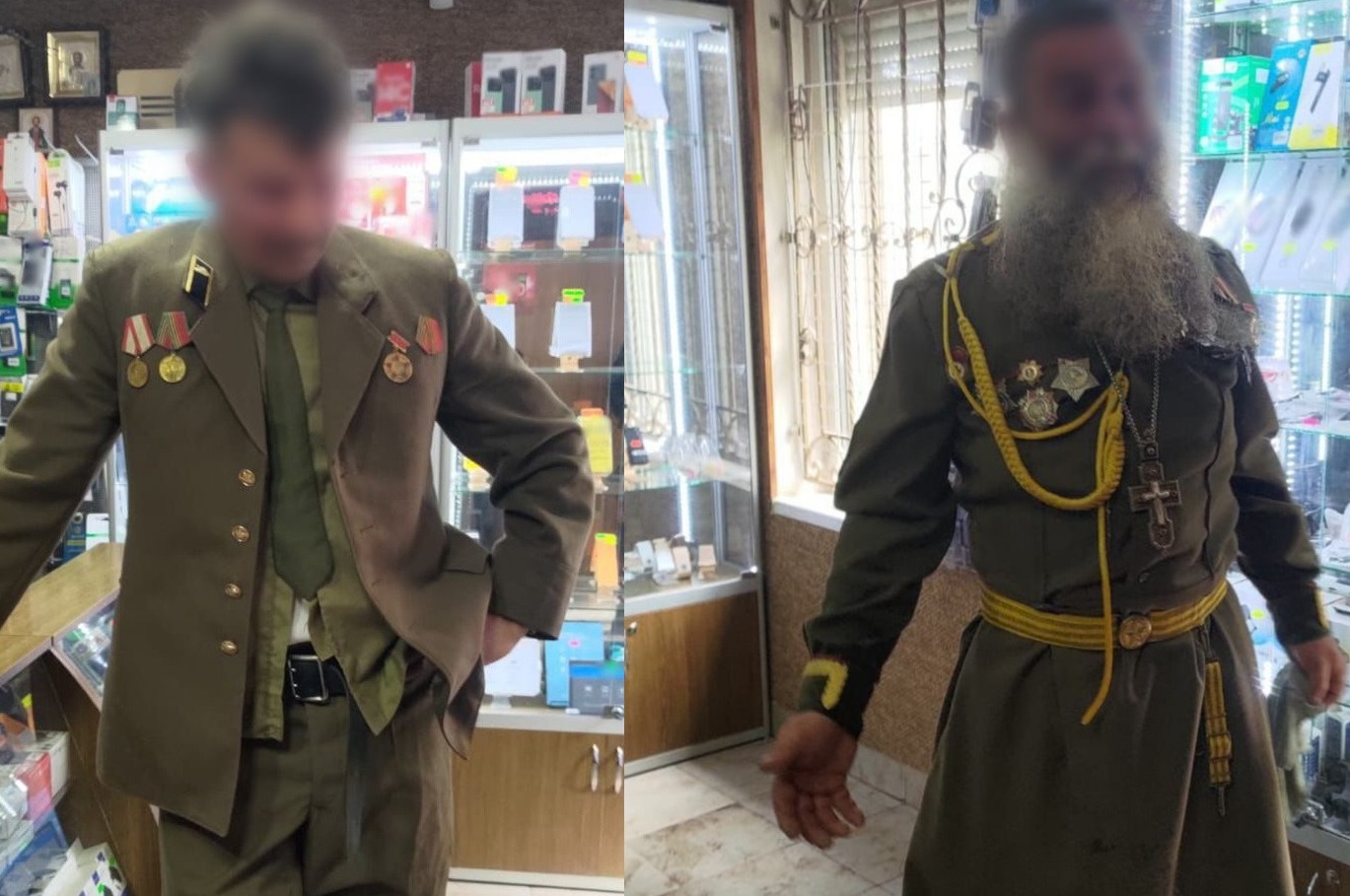 У Міжгір'ї місцевий священнослужитель УПЦ (МП) і житель Тернова "парадували" в радянських одностроях і з георгіївськими стрічками (ФОТО)