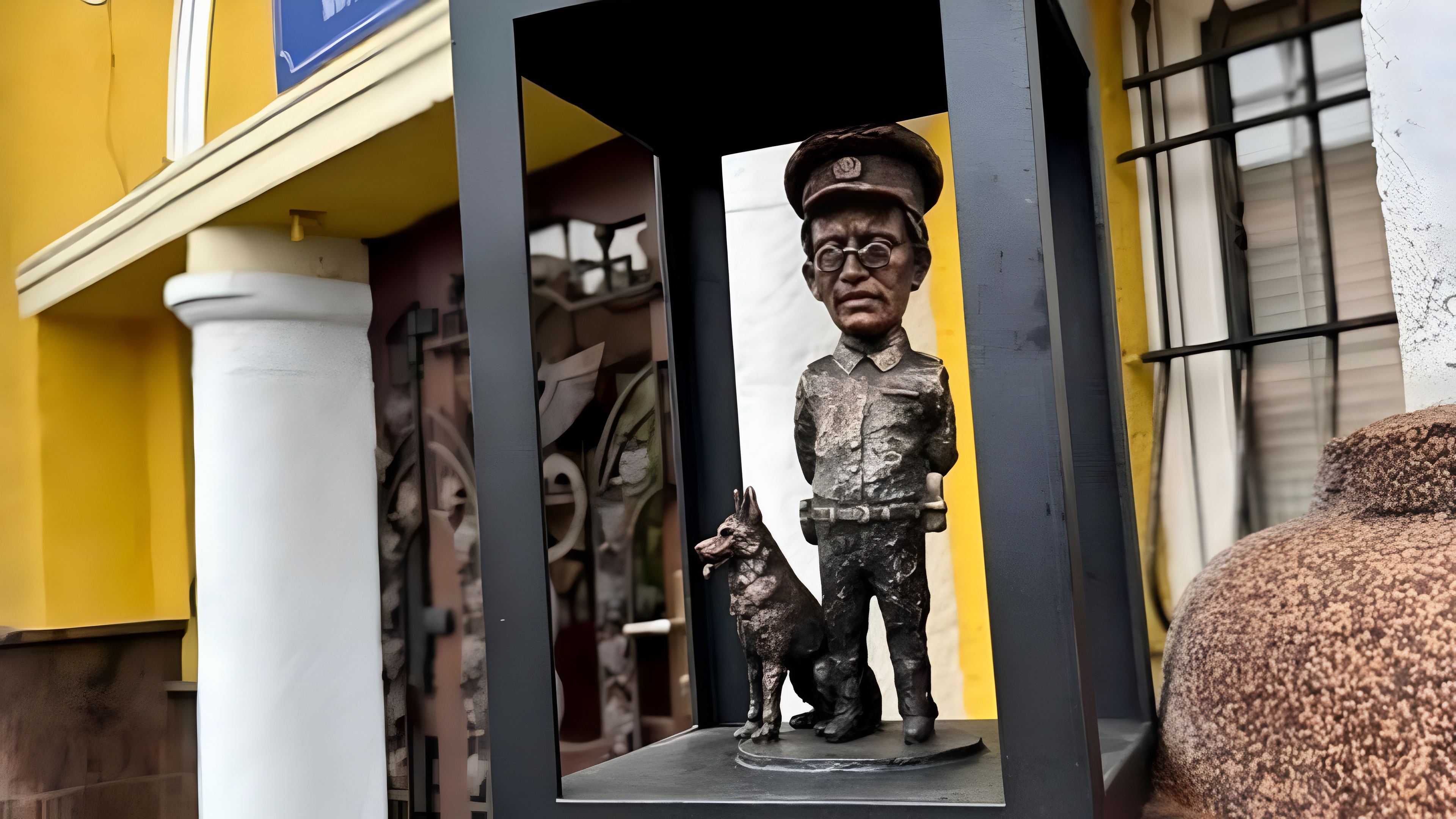 В Ужгороді з’явилася міні-скульптура митника з собакою (ФОТО)