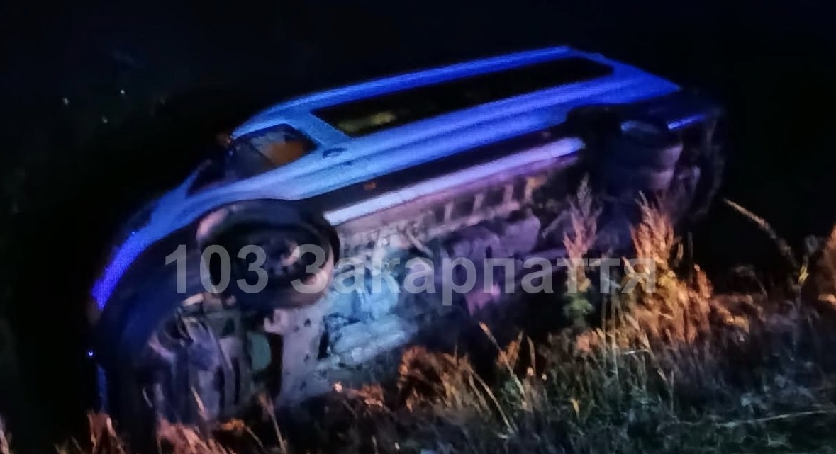 На Воловеччині вночі травмувалося троє людей внаслідок перекидання мікроавтобуса (ФОТО)