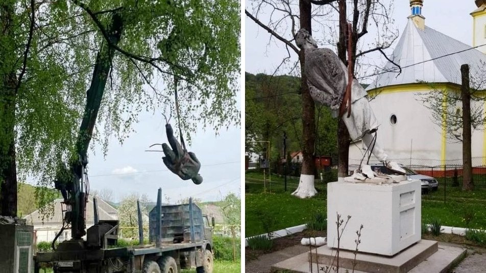 На Хустщині демонтували пам’ятники Горькому, Зої Космодем’янській та Валі Котику (ФОТО)